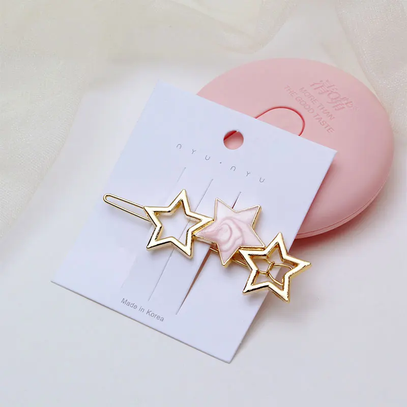 pink Золото контактный зажим для волос для девочек Для женщин Свадебные украшения для волос Аксессуары Инструменты для укладки звезда заколка для волос украшение заколка для волос, заколки-невидимки, аксессуары для волос - Цвет: pink