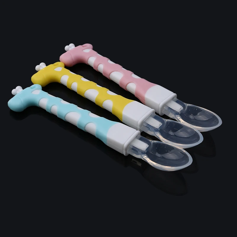 

1PC Child Feeding Training Spoon Latest Style Baby Cute Cartoon Spoon With Travel Safe Toddler Baby Easy To Hold Heat