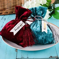 creative red velvet bags drawstring gift bags for wedding gift small gold drawstring gift velvet bag candy pouches