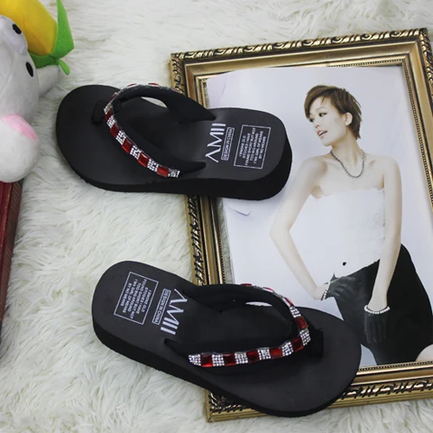 Шлепанцы женские на танкетке с пайетками ручной работы сандалии платформе |