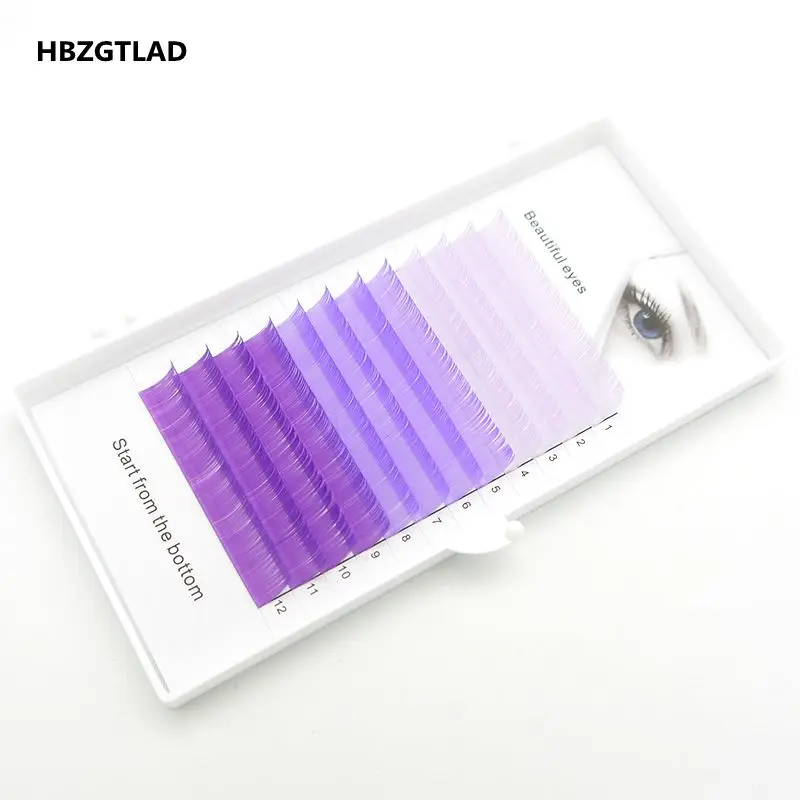 HBZGTLAD C/D 0,07/0,1 мм 8-15 мм Ложные ресницы синий+ зеленый+ фиолетовый+ серый ресницы индивидуальные цветные ресницы из искусственной кожи, ресниц для наращивания