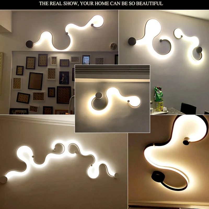 Modern Black White Line LED Wall Lamp Bedroom Light Wall Lights for Home Background Wall Living Room Light Wandlamp LED Lustres