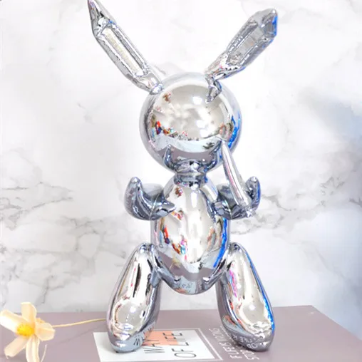 Rabbit Silver Горячо! Изготавливаются заново американский поп-арт смола ремесло шар фигурка собаки статуя 25/17 см шар собака шар кролик рождественский подарок - Цвет: Rabbit Silver