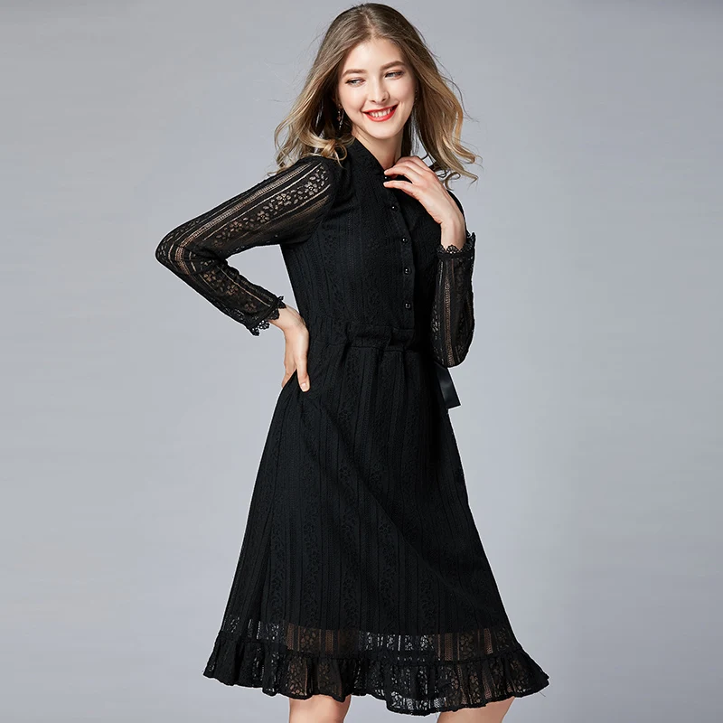 

Summer 2019 Dress Sexy Lace Full Large size Button Dress Sexy Elegant Women O Neck Night Club Body con arty Dresses Wholesale