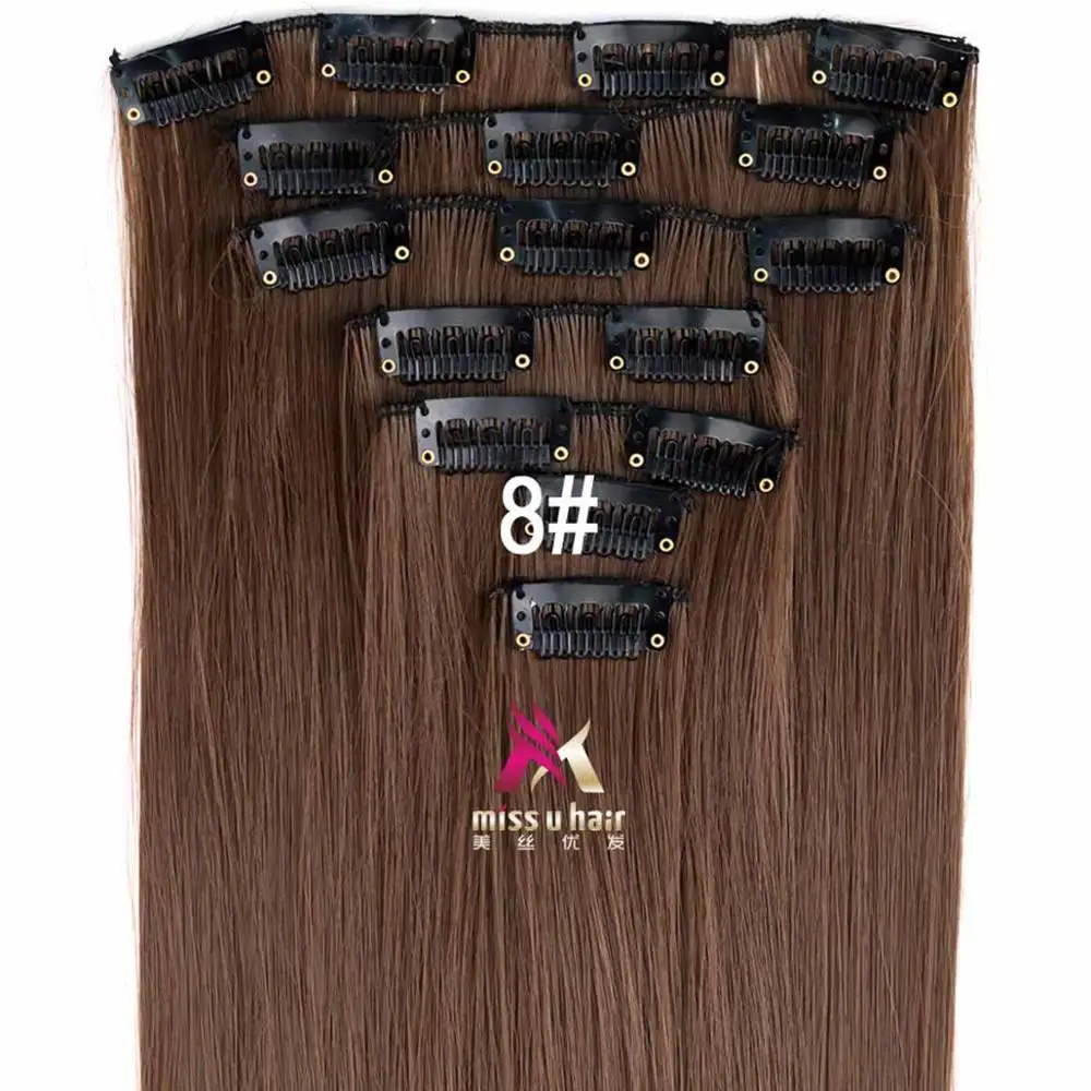 W2-A08 Miss U Hair 2" 130 г-135 г женский длинный прямой синтетический зажим на наращивание волос штук 7 шт./компл. Термостойкое волокно - Цвет: W2-A08