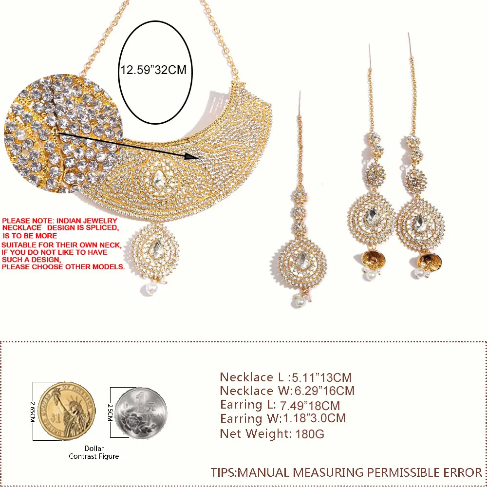 JUST FEEL Dubai Crystal Gold Color Jewelry Sets African Wedding Bridal Imitation Pearl Water Drop New Necklace Earring Headdress | Украшения