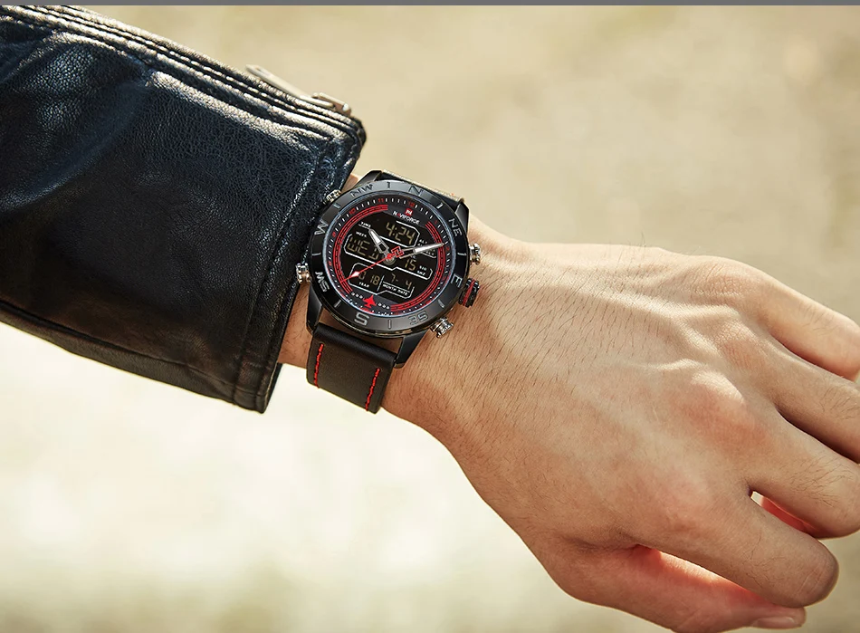NAVIFORCE Роскошные Брендовые мужские модные спортивные часы мужские кварцевые аналоговые цифровые часы кожаные армейские военные часы Relogio Masculino