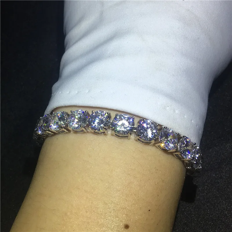 choucong Tennis bracelet White Gold Filled 8mm AAAAA Zircon cz Silver color Wedding bracelets for women Fashion Jewerly | Украшения и