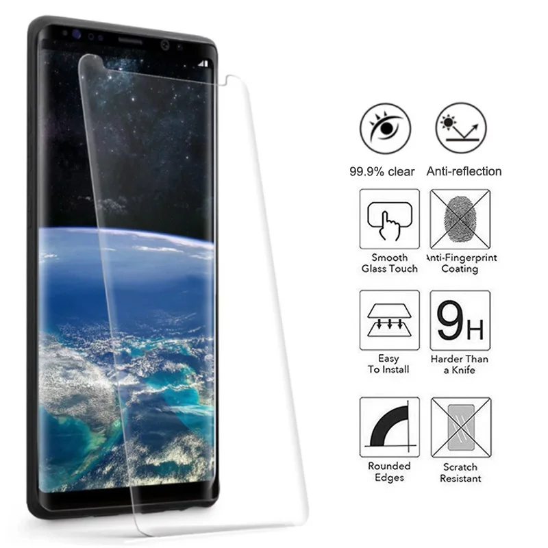 2 шт полный жидкий клей протектор экрана для samsung Note 8 UV для Galaxy S8 S9 Plus закаленное стекло для samsung Note 9 S10e S10P