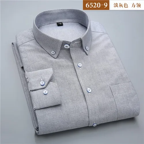 6520-9 Высокое качество Новинка хлопок кнопка вниз воротник длинный рукав slim fit Мужские повседневные клетчатые/Полосатые/однотонные рубашки - Цвет: 6520-9