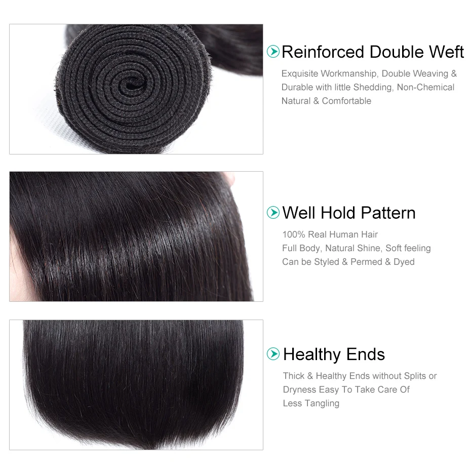 Габриэль индийские прямые пряди волос с 360 фронтальным закрытием шнурка