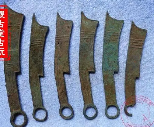 Rare old coins bronze ancient knife swabs different specifications six full set of Yan country(25--126) currency 6 pieces/pack | Дом и сад