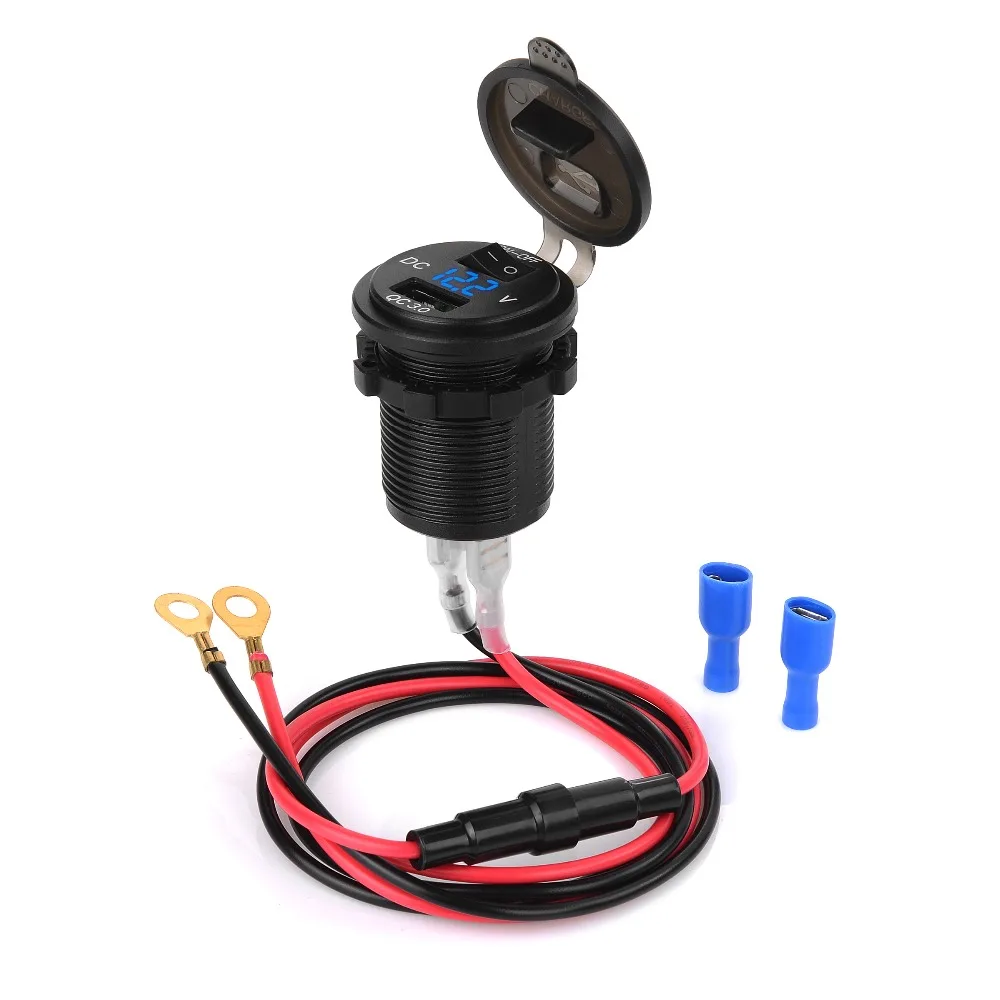 Автомобильное зарядное устройство USB QC3.0 12 В/24 В/25 Вт водонепроницаемое быстрое