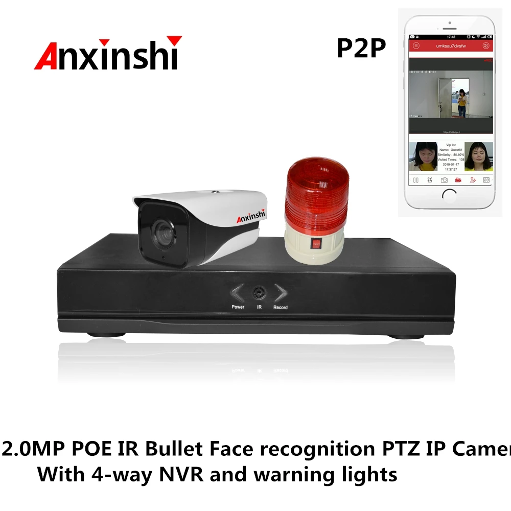 

2.0MP полноцветная WDR 120Db Sony Imx385 ИК цилиндрическая интеллектуальная камера распознавания лица IP с 4ch распознавание лица NVR POE P2P