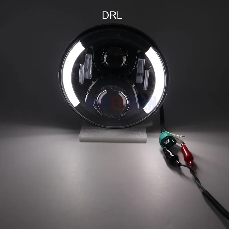 7 дюймов 50 Вт круглый светодиодный фары с Angel Eye Hi/Lo луч DRL Янтарный поворот Singal для Wrangler JK TJ Cruiser грузовиков