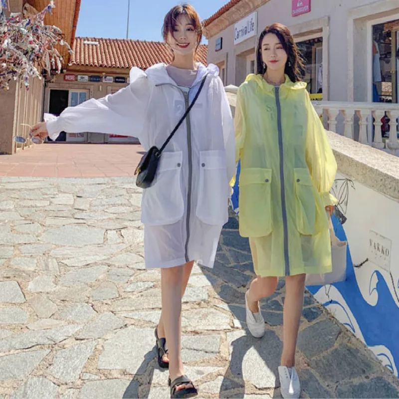 Женская сетчатая тонкая куртка 2019 летние куртки длинная молния Солнцезащитная