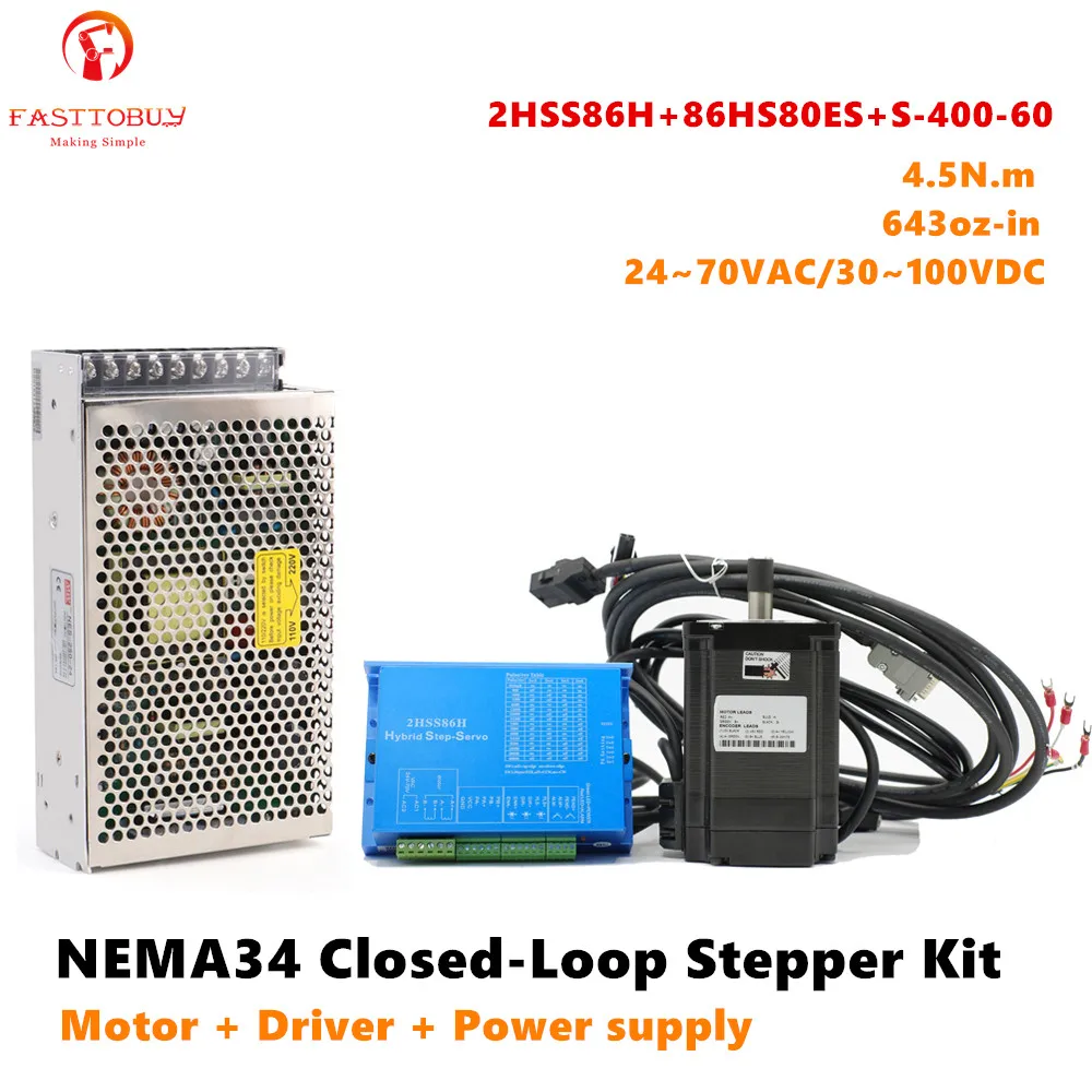NEMA34 4.5N. m/643oz in 6A замкнутый цикл шаговый комплект гибридный сервопривод + мотор