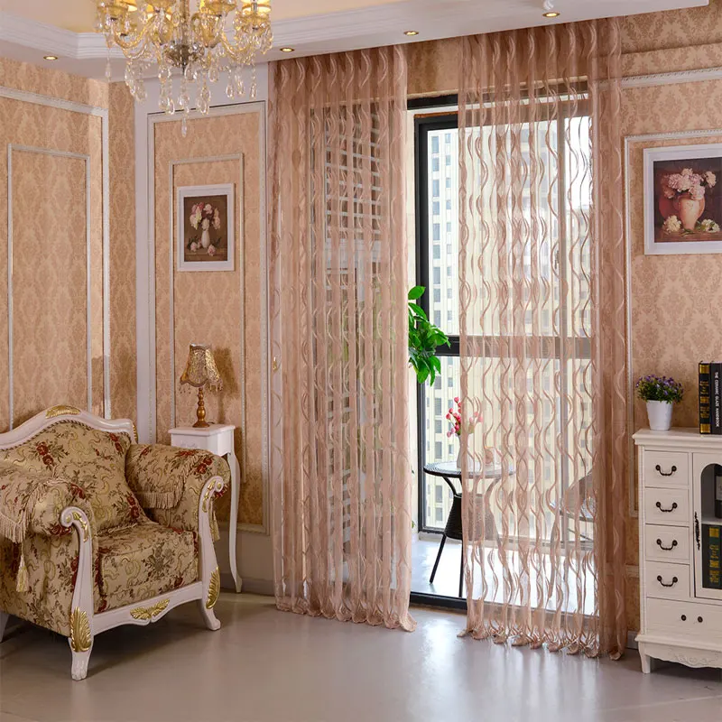 Бесплатная доставка полосатая органза тюль занавеска жаккард простой дизайн