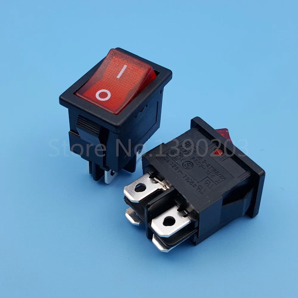 10 шт. RLEIL RL3-4 красная лампа 4Pin ВКЛ-ВЫКЛ поддерживается DPST мини кулисный переключатель 10A 125VAC