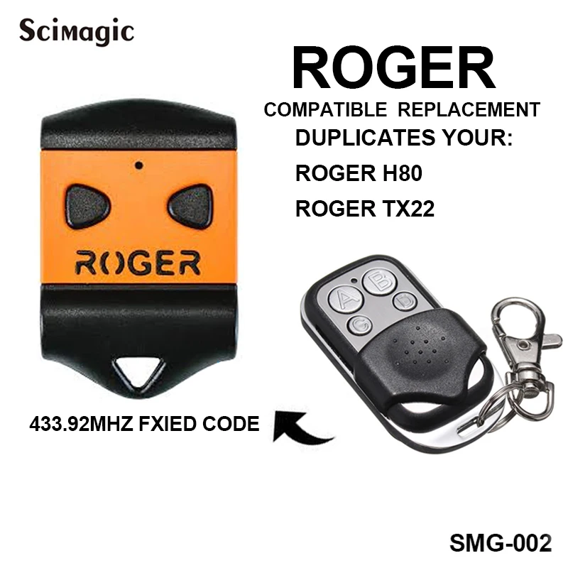 5 стилей ROGER H80/TX22 сменный пульт дистанционного управления для ворот гаража/433 МГц фиксированный пульт дистанционного управления/Дубликатор/Беспроводное реле