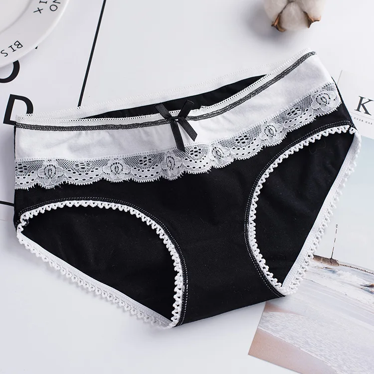 black 6 шт., женское нижнее белье, женские хлопковые дышащие трусы ярких цветов, большие размеры, B809, женские модные трусики больших размеров - Цвет: black