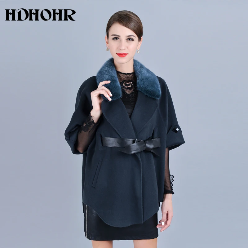 Лидер продаж 2019 Кашемировое Пальто HDHOHR женская зимняя куртка с воротником из