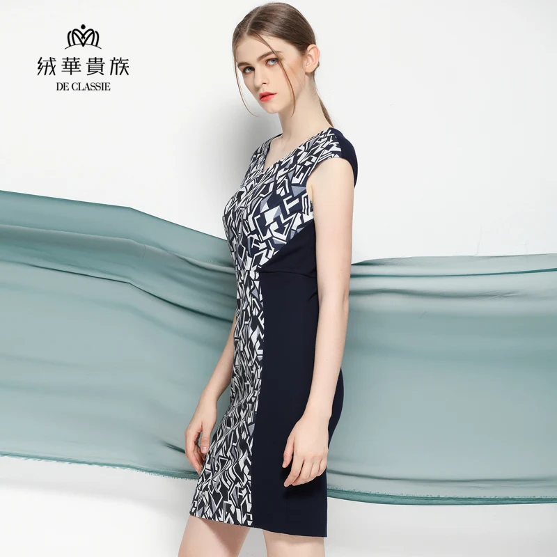 Весна/лето женская одежда новый v-образным вырезом рукавом Цвет шить платье |