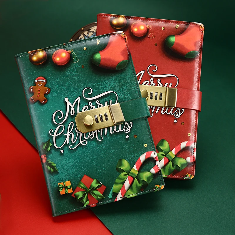 Christmas gift notebook password book with lock journal hand student notepad stationery notes thickened books