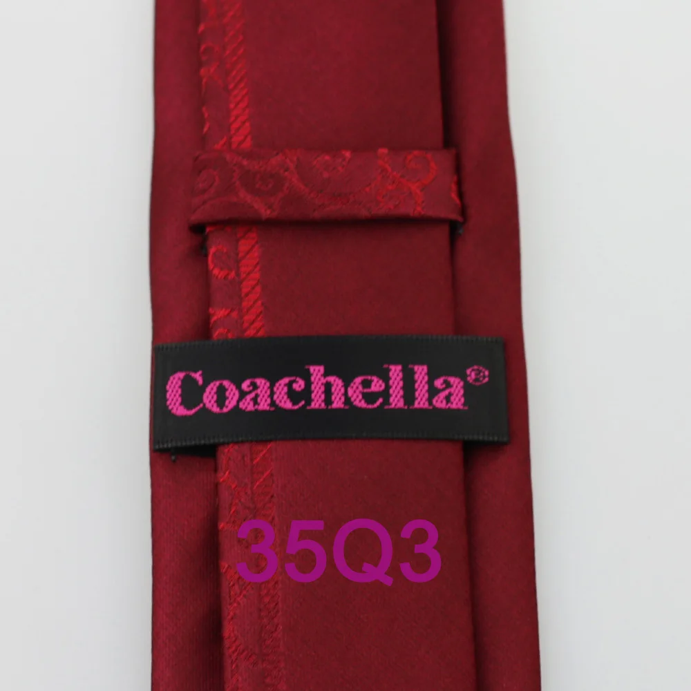 Галстуки Yibei Coachella бордовые тонкие модные с красным Пейсли галстуки обтягивающие