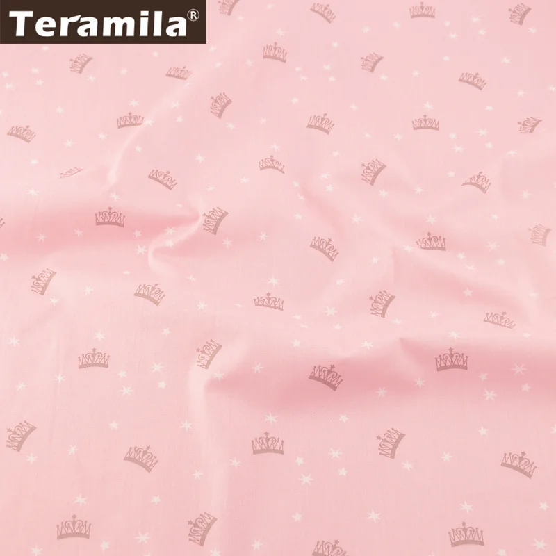 Teramila розовый Tela Twill швейный материал хлопок ткань метр текстиль DIY Tissus печатная корона стиль пэчворк Boneca Tilda