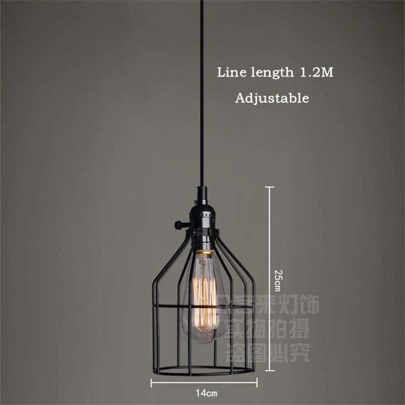 

Retro Iron Birdcage Pendant Light Black Vintage E27 Industrial Wind Pendant Lamp for Loft Dining Room Restaurant Bar Counter