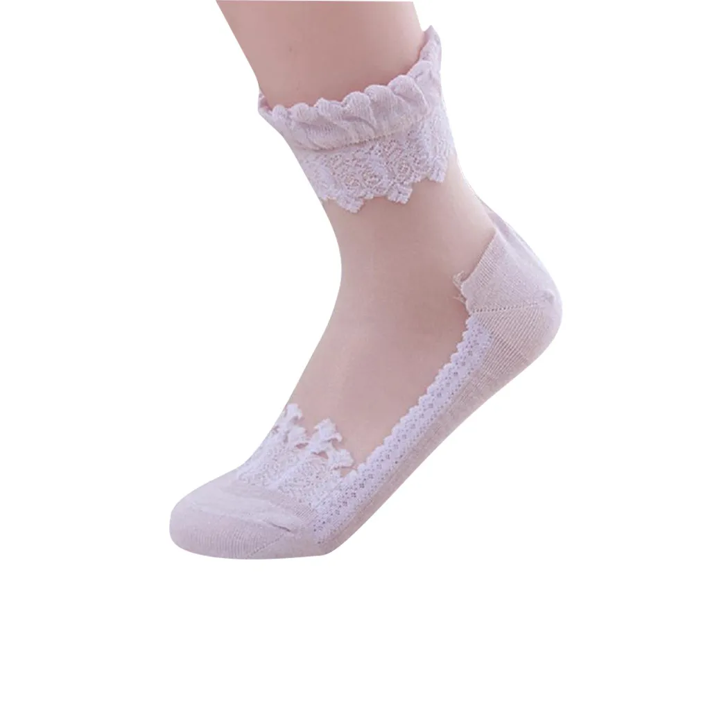 Womail модные однотонные элегантные женские кружевные прозрачные чулки M301214 1