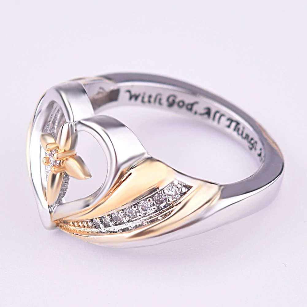 1 шт. крестик любовное сердце кольцо с Богом все возможное двухцветное кубическое