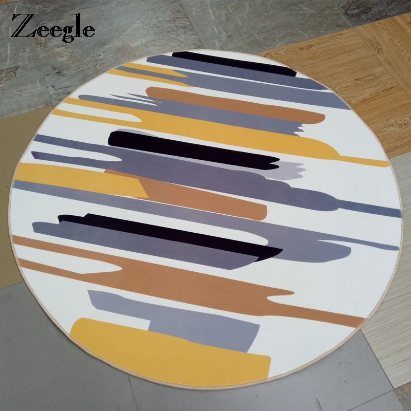 

Zeegle European Classical Painting Round Carpet Parlor Living Room Mats Children Kids Bedroom Rug Welcome Floor Anti-Slip Mats