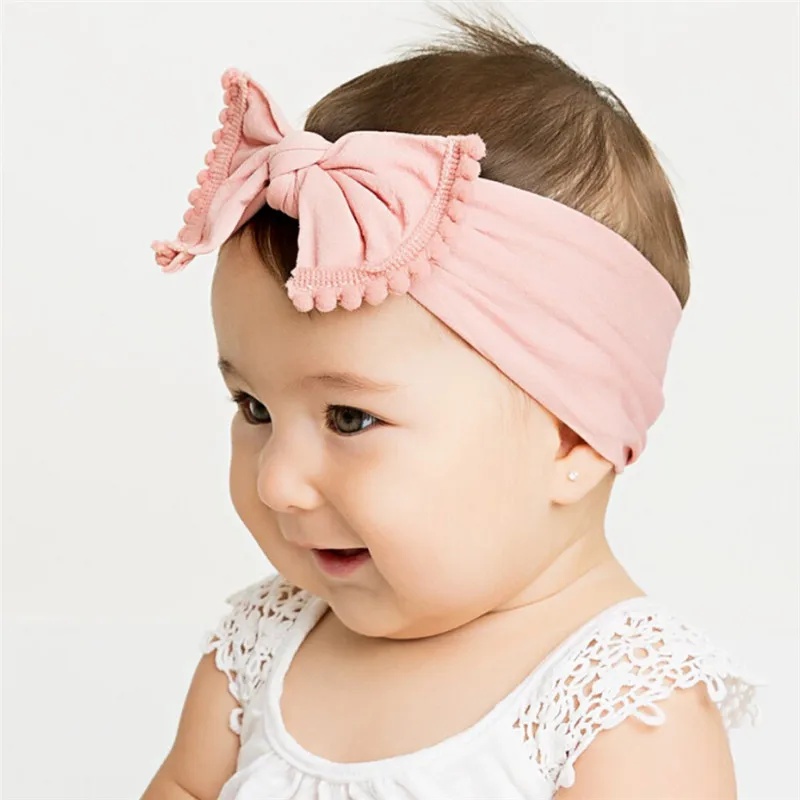Красивая повязка на голову с бантом для новорожденных завязками подарочные