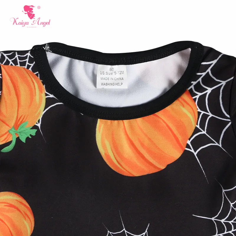 Kaiya Angel Latest Baby Girls Dresses Halloween Pumpkin Printed Long Sleeve Fall Clothes Wholesale Children Boutique One Piece | Детская