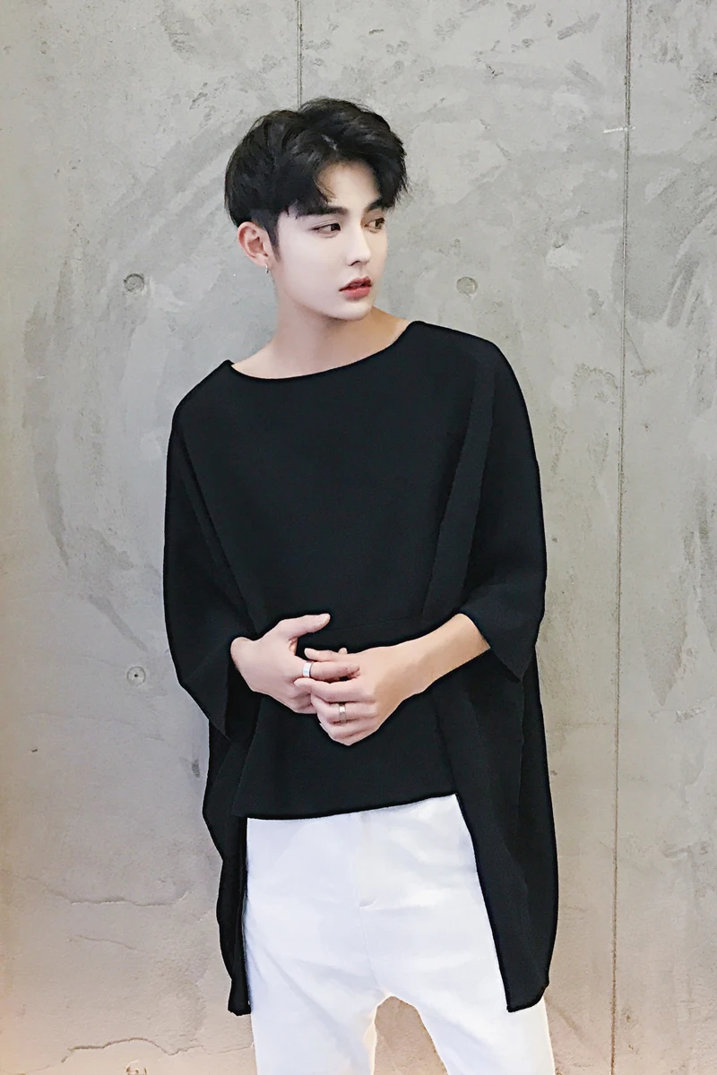 

S-2XL!!The original design of spring and summer men's short back long bat sleeve chiffon alternative seven-point sleeve T-shirt