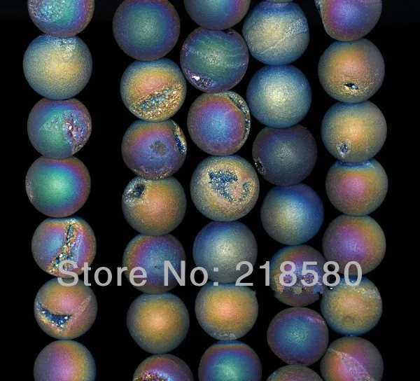 

H-DRB01 5 нитей/Лот 15,5 дюйма 15,5 дюйма титановый Радужный фальшивый пыль Друза Агат Круглые свободные бусины 8 мм 10 мм 12 мм 14 мм