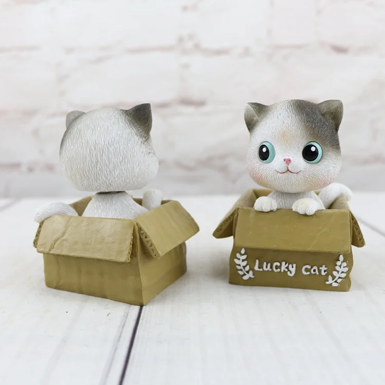 1 шт. милые Мультяшные смолы Lucky Box кошка качающаяся голова Автомобильные украшения для автомобиля рабочего стола дома креативный орнамент интерьерные украшения