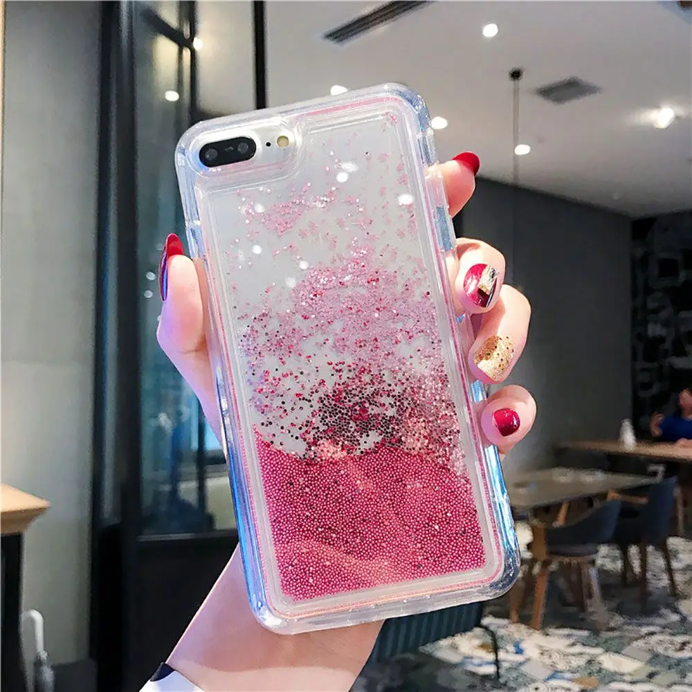 KISSCASE бисерный зыбучий песок чехол для iphone 7 X XR XS MAX мягкий TPU Bling телефонные чехлы 8 6