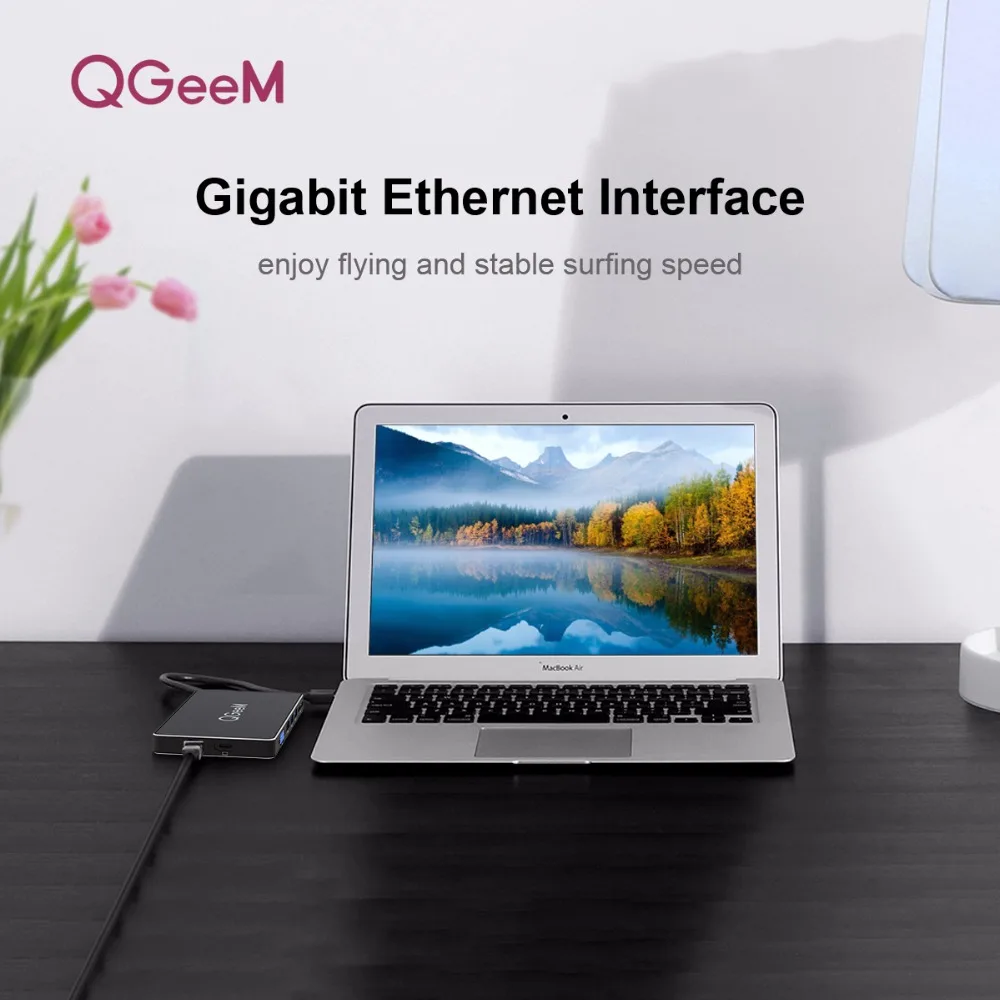 QGEEM USB-C адаптер все в одном Type-C bis 3 0 концентратор/VGA/HDMI/SD/PD зарядка konverter mit PD Ladeanschluss