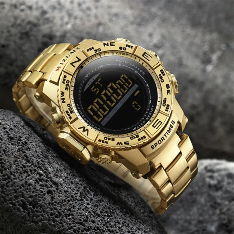 Горячая Топ бренд MIZUMS мужские часы двойной механизм водонепроницаемые кварцевые
