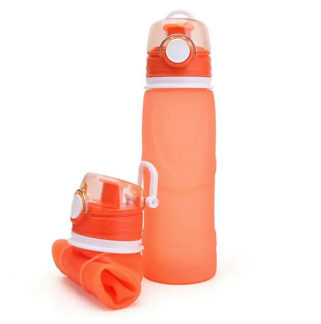 

750ml Collapsible Sports Water Bottle - Leak Proof Roll up BPA Free Silicone Water Bottle for Travel and Outdoor 21o'z