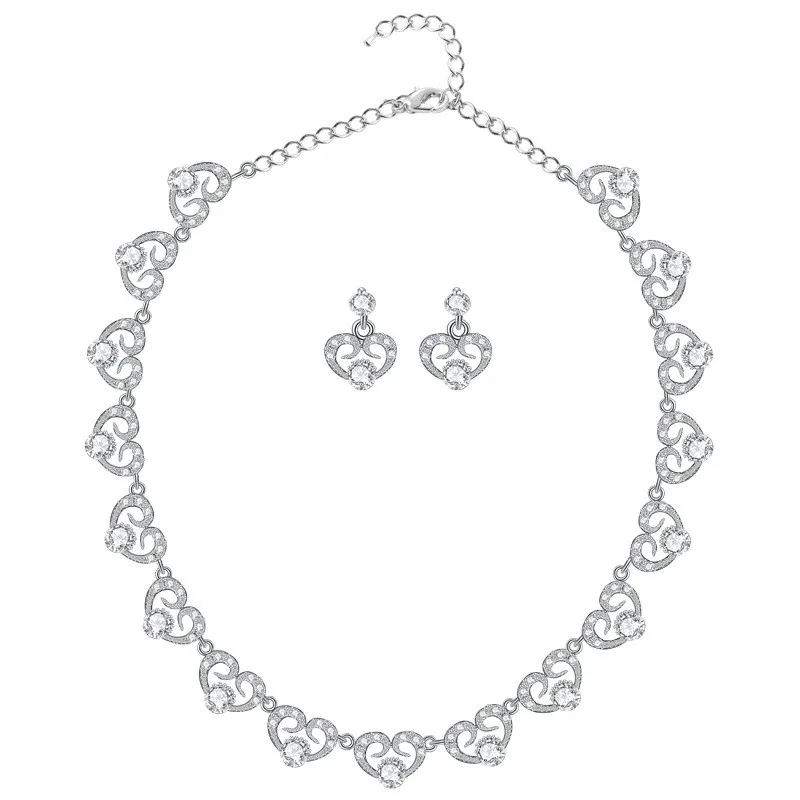 

SLBRIDAL Austrian Crystal Rhinestones Alloy Wedding Jewelry Set Bridal Necklace Earring Set Bridesmaids Women Party Jewelry