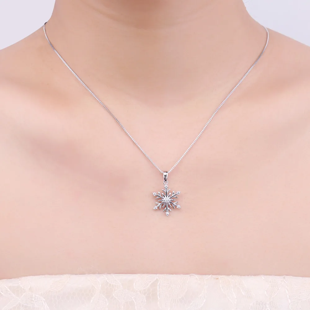JewelryPalace Snowflakes Cubic Zirconia Pendnat Necklace 925 Sterling Silver Gift For Women Fashion Jewelry Not Include A Chain | Украшения