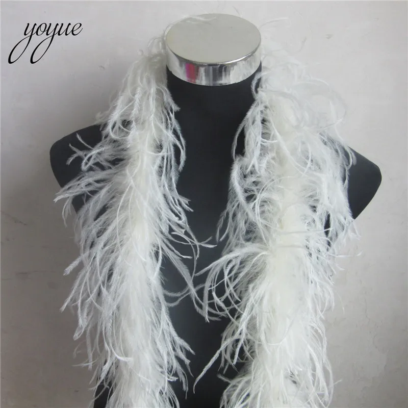 Beige YOYUE 2 м 1 полоса пушистые натуральные перья страуса боа качество пушистые костюмы/отделка для вечерние/костюм/шаль/доступны - Цвет: Beige