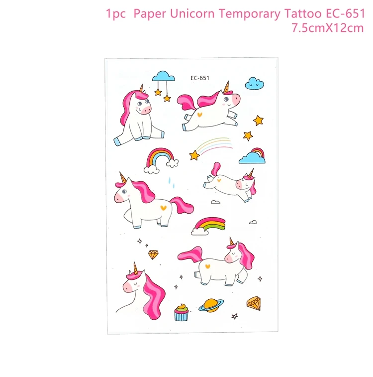 tattoo sticker 2 QIFU Единорог Набор для вечеринки Подарки для дня рождения украшения для вечеринки Дети Единорог день рождения Аксессуары для вечеринки, дня рождения вечерние сувениры Suppli - Цвет: tattoo sticker 2