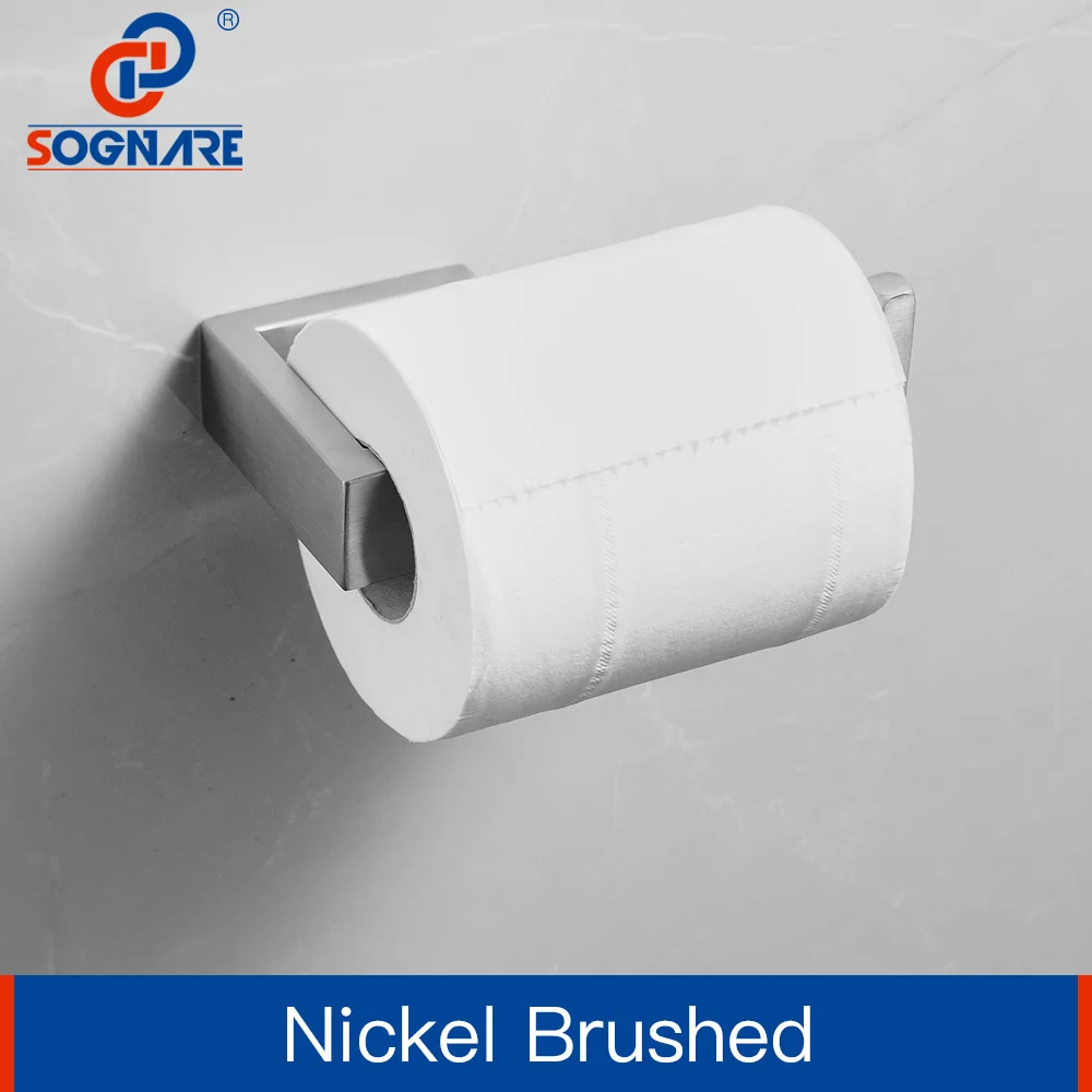 Nickel Brushed SOGNARE 304 нержавеющая сталь держатель для туалетной бумаги черный матовый туалетная бумага настенный держатель для туалетной бумаги аксессуары для ванной комнаты - Цвет: Nickel Brushed
