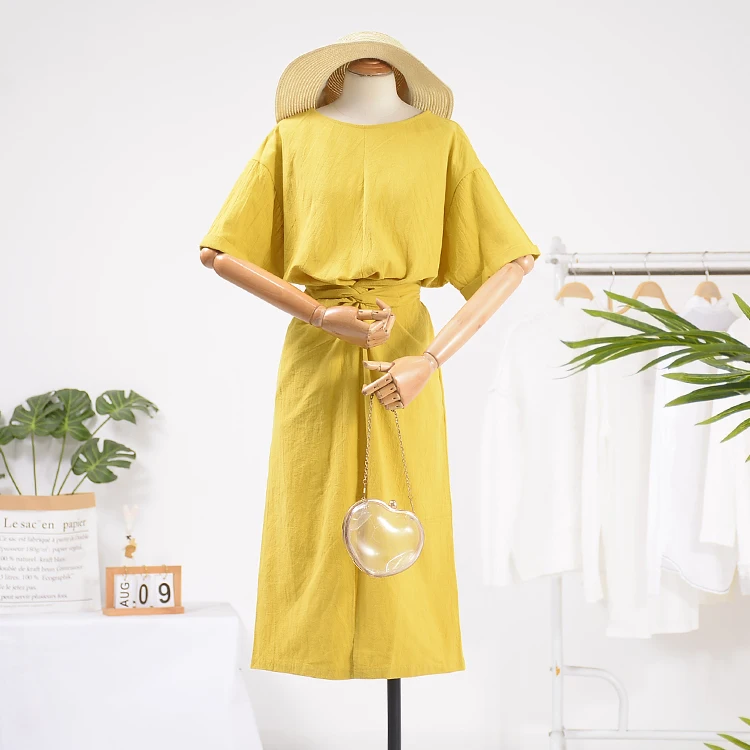 Женское Новое 2019 весеннее мягкое льняное платье Летнее тонкое пляжное с высокой