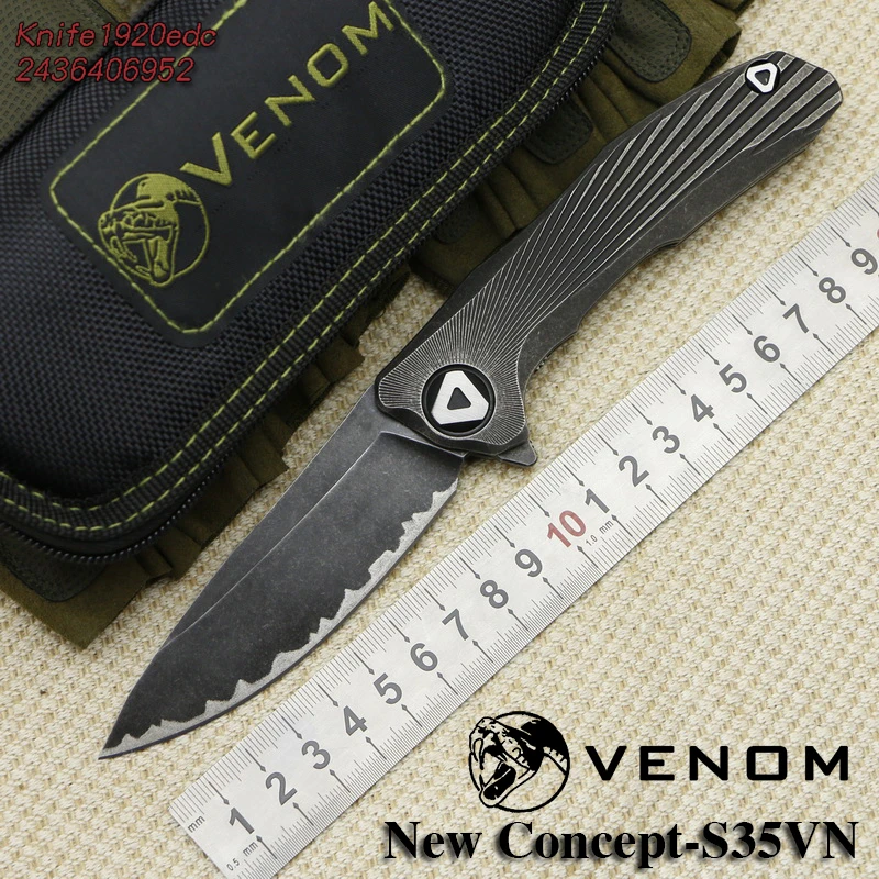 Складной нож VENOM Kevin John S35VN blade TC4 титановые походные охотничьи карманные фруктовые